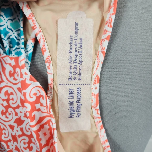 Cabana Life Preppy Beach UPF 50+ Coastal Bikini Set Swim Coral & Turquoise L - Picture 11 of 16